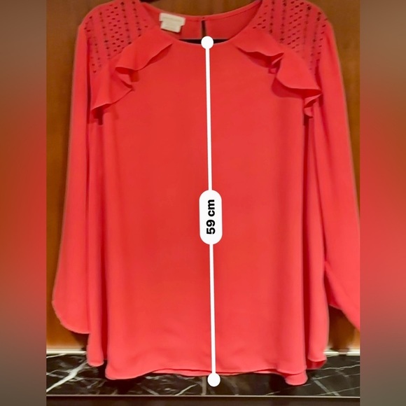2/$15 - Bright Red Ruffle Blouse - Van Heusen Size XL - Picture 10 of 14